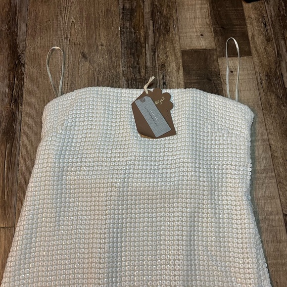 Anthropologie NWT Forever That Girl White Sequin Strapless Dress Size S/Petite - Picture 3 of 7